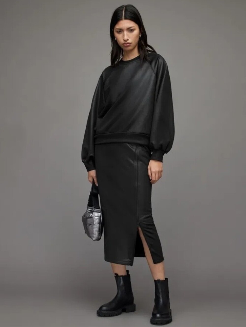 ALLSAINTS Black Jamie Zipper Staple Pencil Skirt - Picture 4 of 11